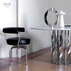 Metal Frame Swivel Dining Chair with High-Density Foam