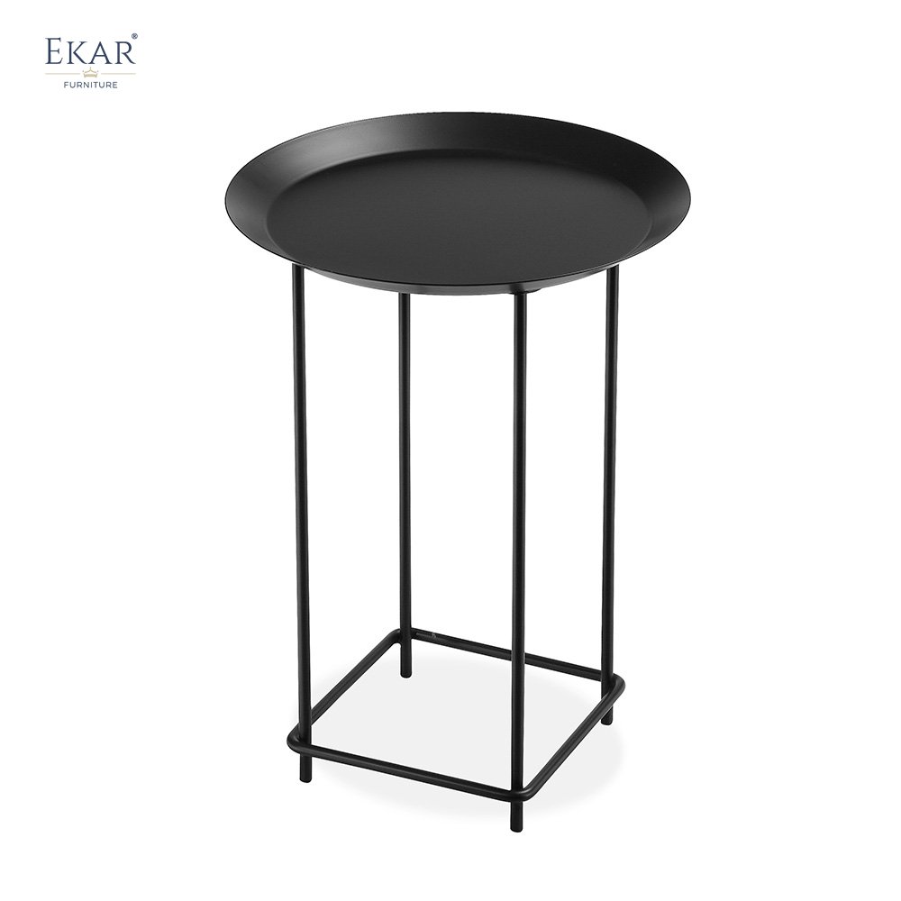 Black and White Matte Metal Baking Paint Round Corner Table