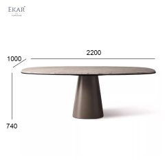 Metal-Framed Tapered Base Dining Table with Wooden Inlay