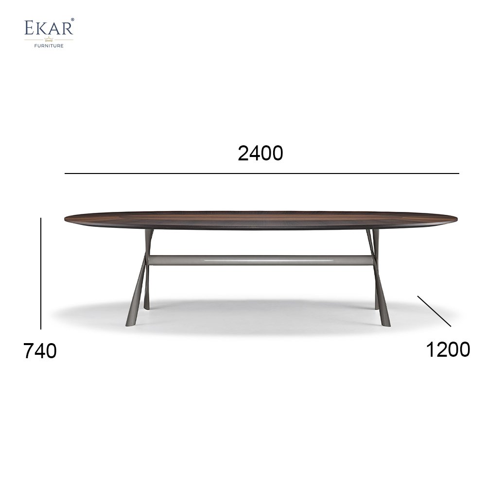 Iron Gray Baked Enamel Metal Base Dining Table