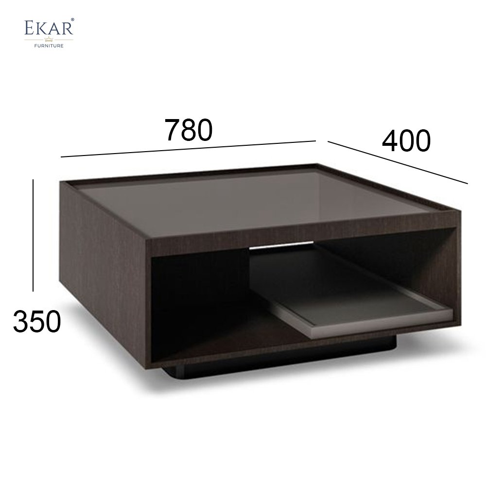 Solid Wood Multi-Layer Cabinet with Armrest Coffee Table