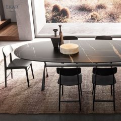 Iron Gray Baked Enamel Metal Base Dining Table