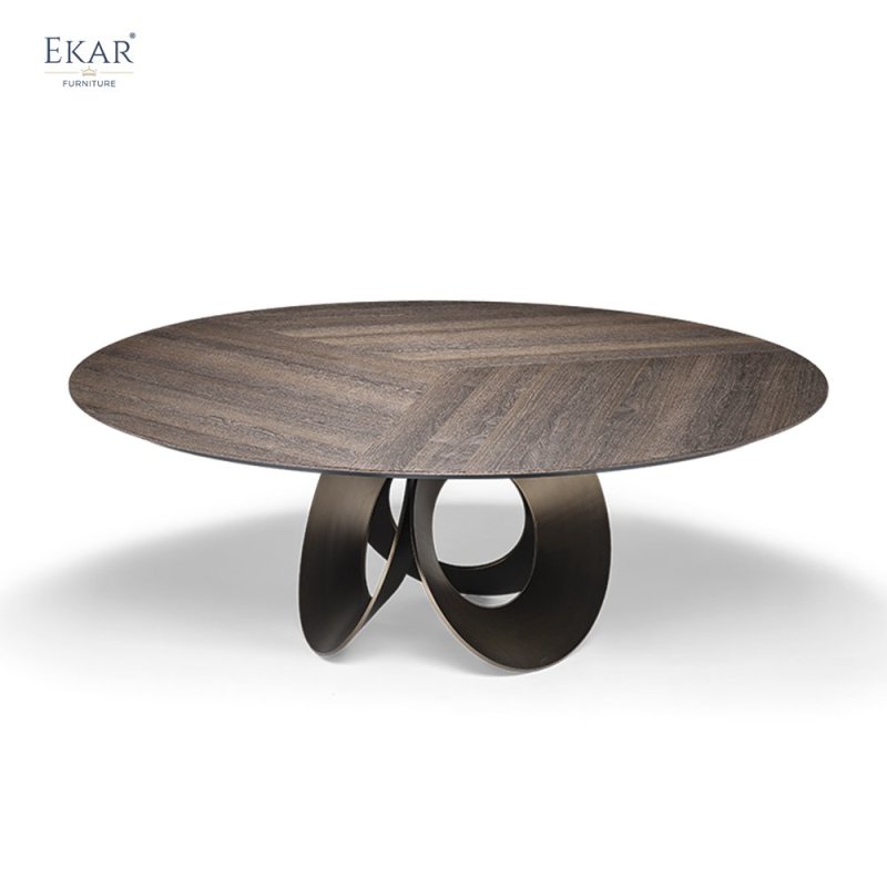 EKAR Loop Sculptural Base Round Dining Table | Modern Statement Marble & Glass Top Dining Table | EKAR FURNITURE