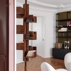 North American Black Walnut Solid Wood Revolving Bookshelf