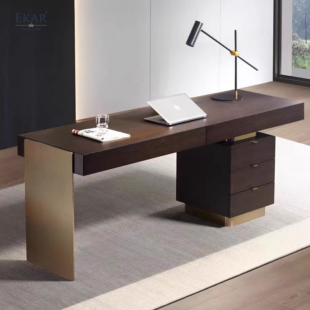 Italian Renza Scratch-Resistant Open Paint Wood Veneer Writing Desk