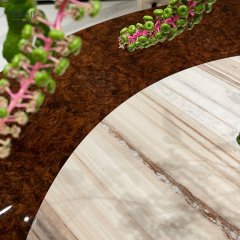 Modern Italian stainless steel base marble dining table