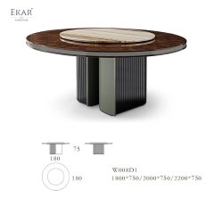 Modern Italian stainless steel base marble dining table