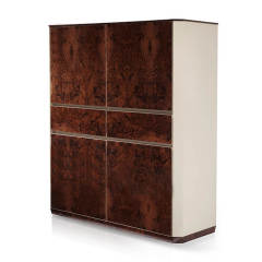 High Gloss Finished Veneer Leather Bookcase