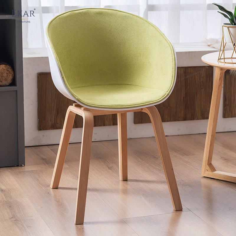 Leather and White Wax Wood Dining Chair