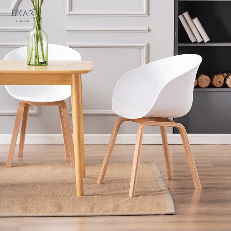 Leather and White Wax Wood Dining Chair