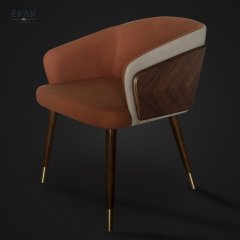 Bentwood Veneer and White Wax Wood-Leg Dining Chair