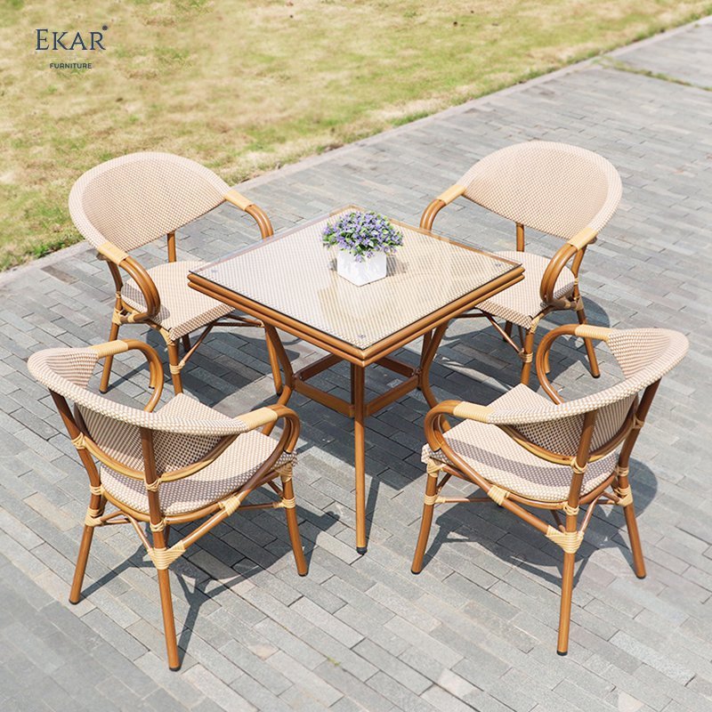 Outdoor Dining Table and Chairs Set - Durable Aluminum and Waterproof Fabric