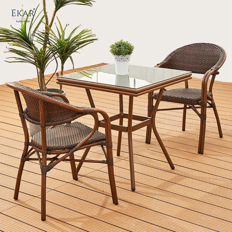 Outdoor Dining Table and Chairs Set - Durable Aluminum and Waterproof Fabric