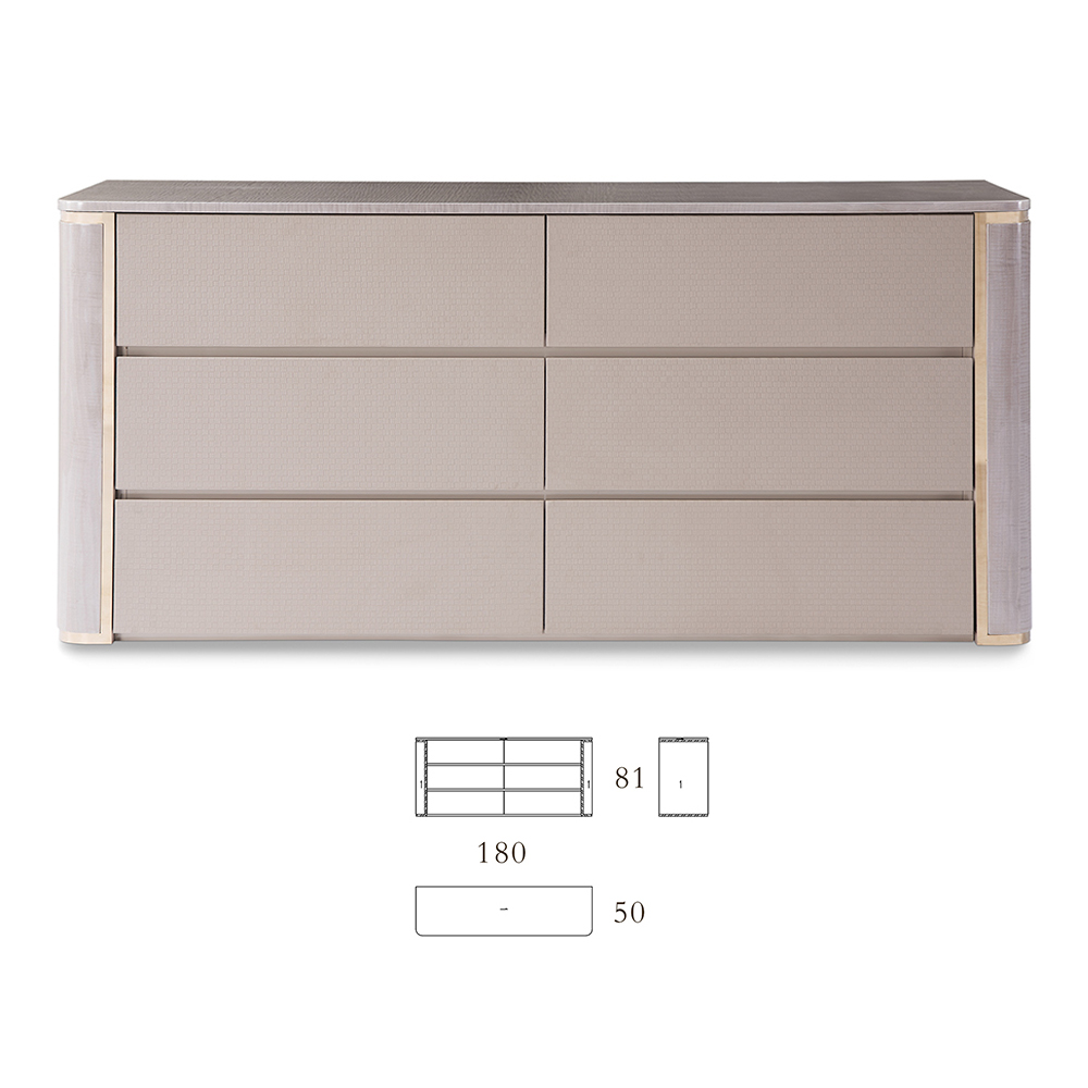 Wooden 6 Drawer Modern Storage Cabinet