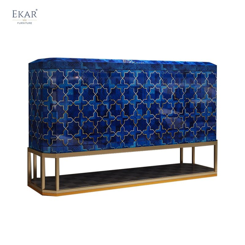 EKAR FURNITURE Modern Entryway Console with Metal Legs, Cabinet Doors, and Drawers
