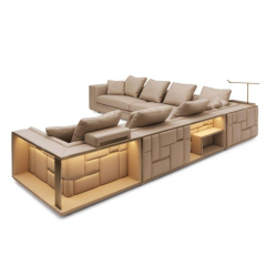 Golden Brushed Metal Frame Corner Sofa