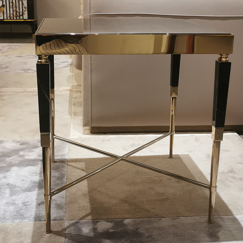 Luxurious Marble and Crystal Steel Corner Table