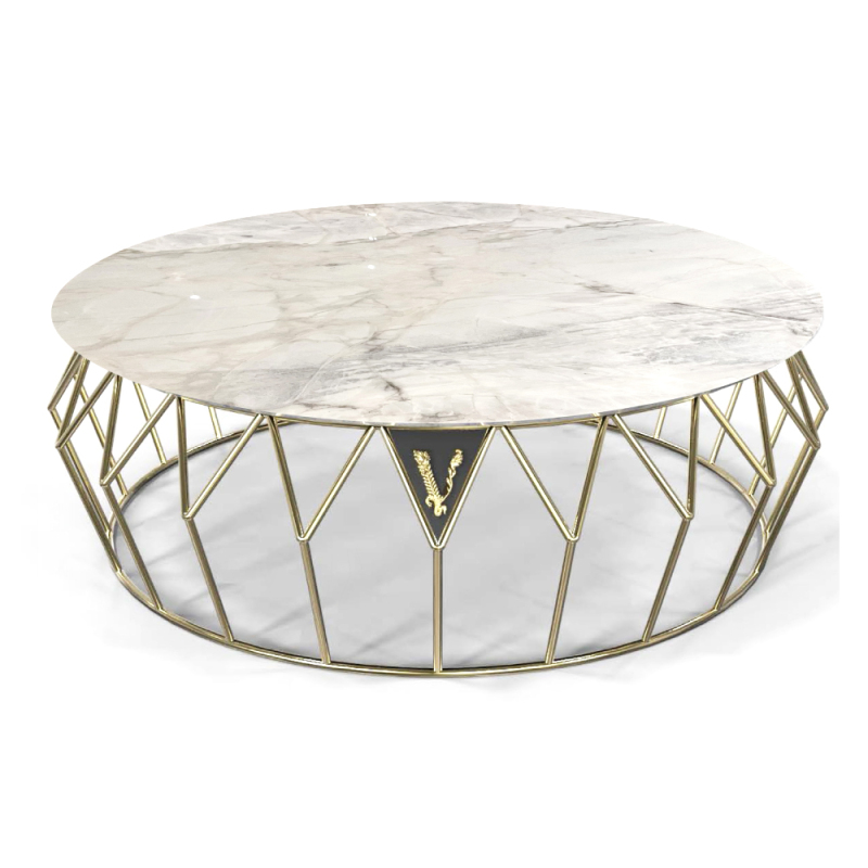 Marble and Metal Corner Coffee Table