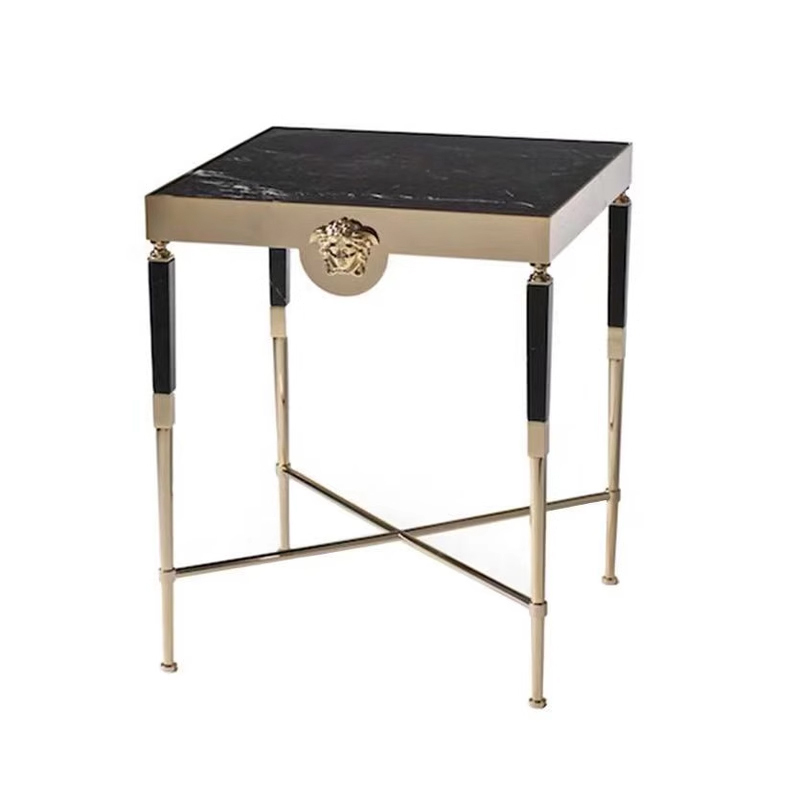 Luxurious Marble and Crystal Steel Corner Table