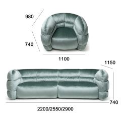 Modern minimalist design style velvet sofa