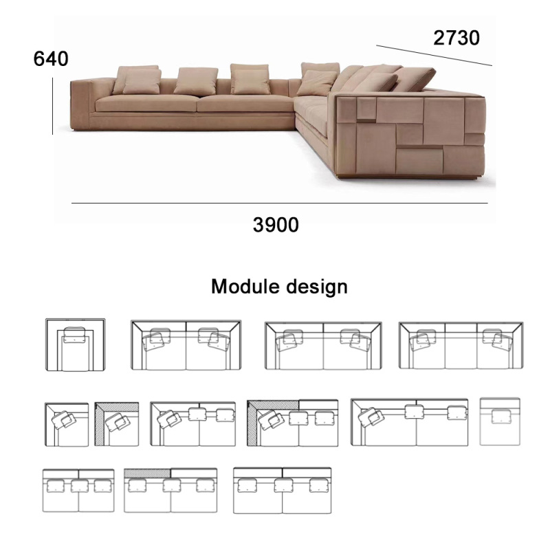 Golden Brushed Metal Frame Corner Sofa