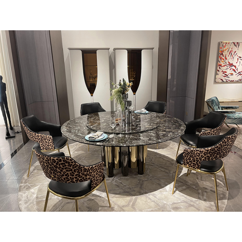 Restaurant marble crystal steel leg dining table