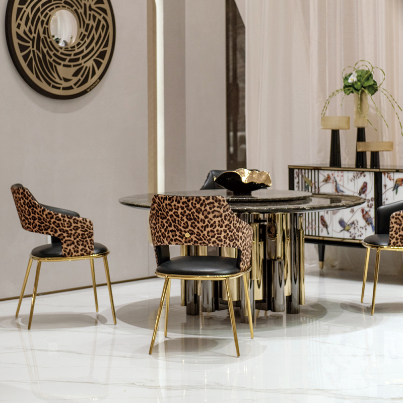 Flower and bird print sideboard inlaid with crystal diamonds