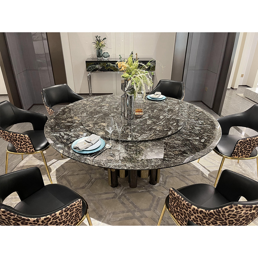 Restaurant marble crystal steel leg dining table