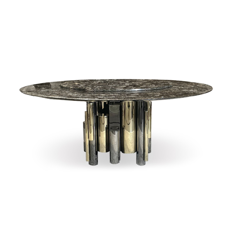 Restaurant marble crystal steel leg dining table