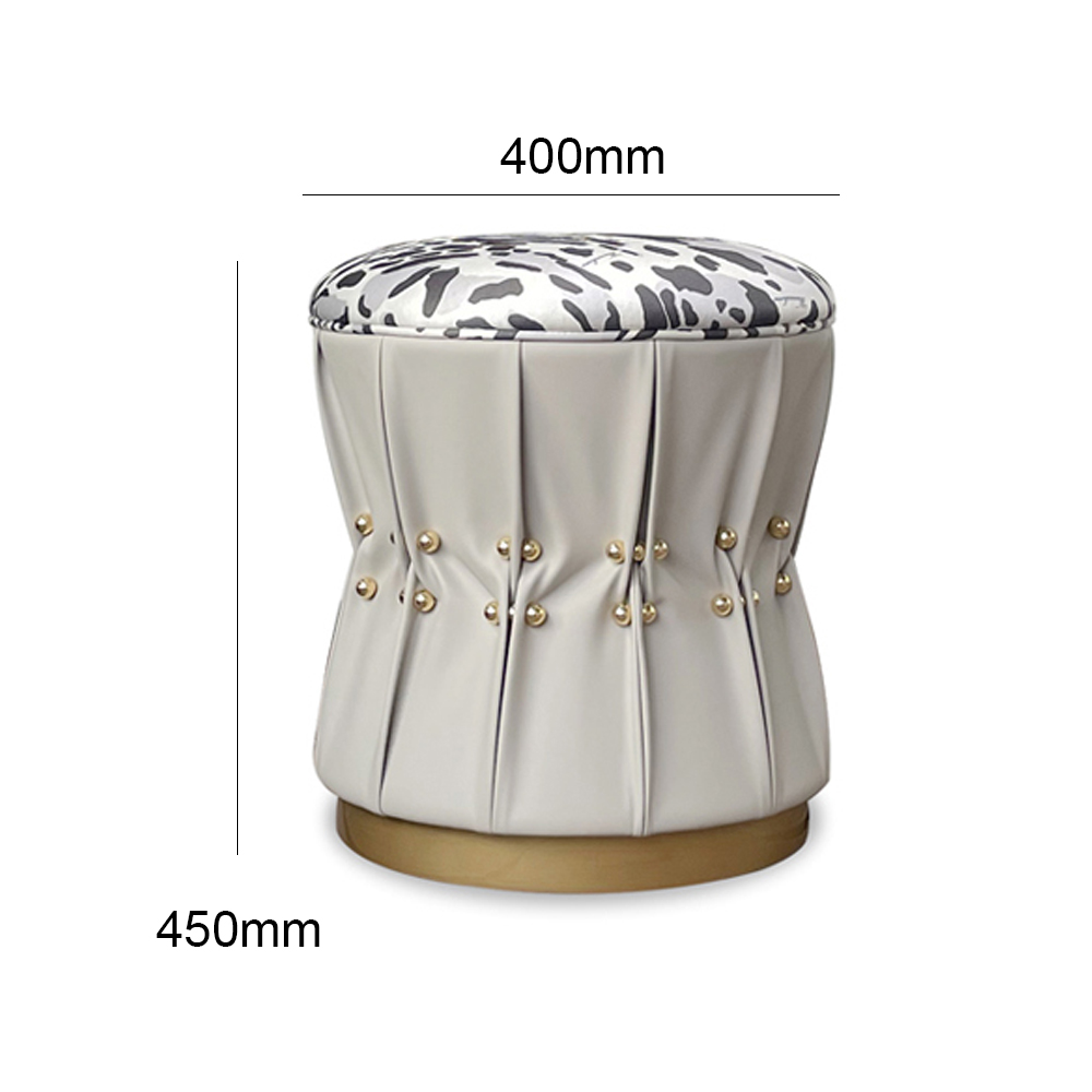 Dressing Stool Upholstered in Leather and Beaded Hardware ​