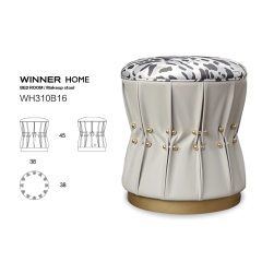 Dressing Stool Upholstered in Leather and Beaded Hardware ​