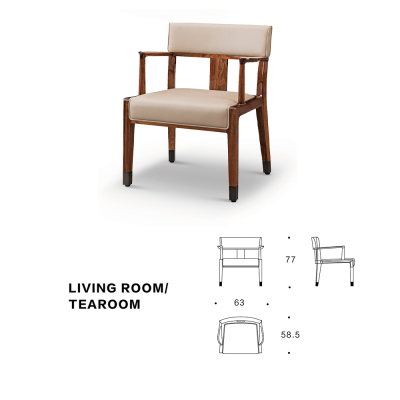 Modern design solid wood living room tea chair