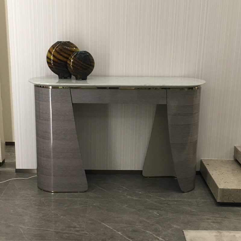 Contemporary Marble Top Storage Console Table for Entryway