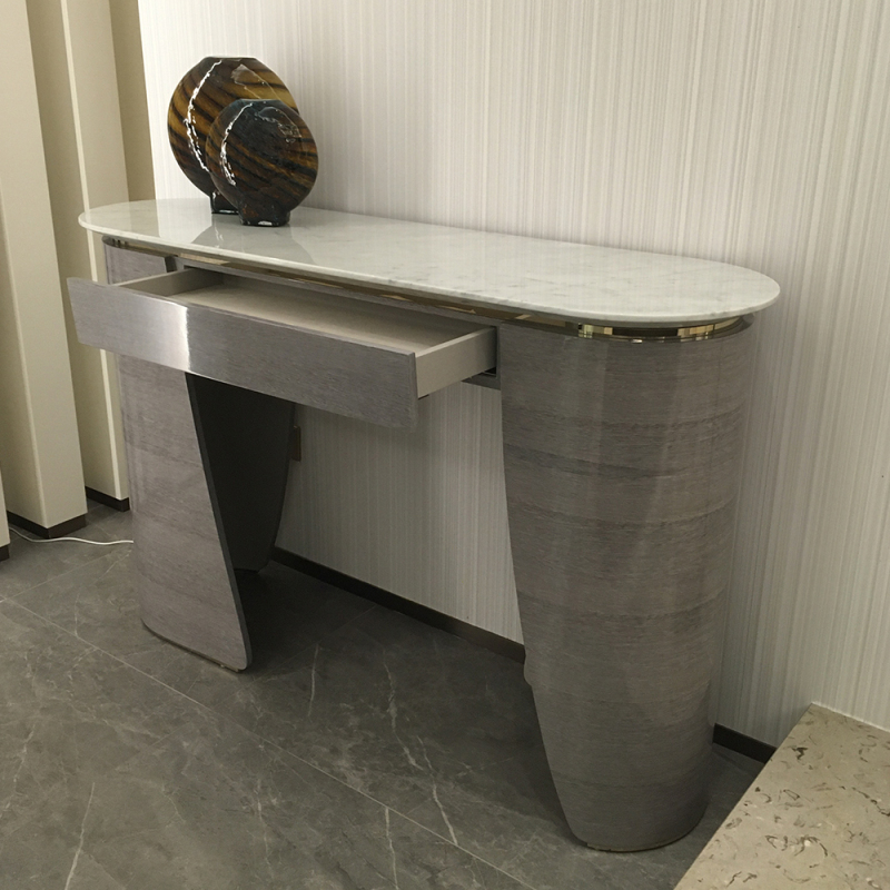 Contemporary Marble Top Storage Console Table for Entryway