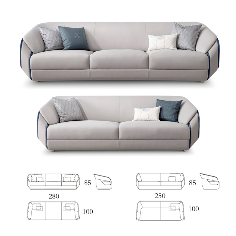Simple design white hardware legs french gold living room sofa