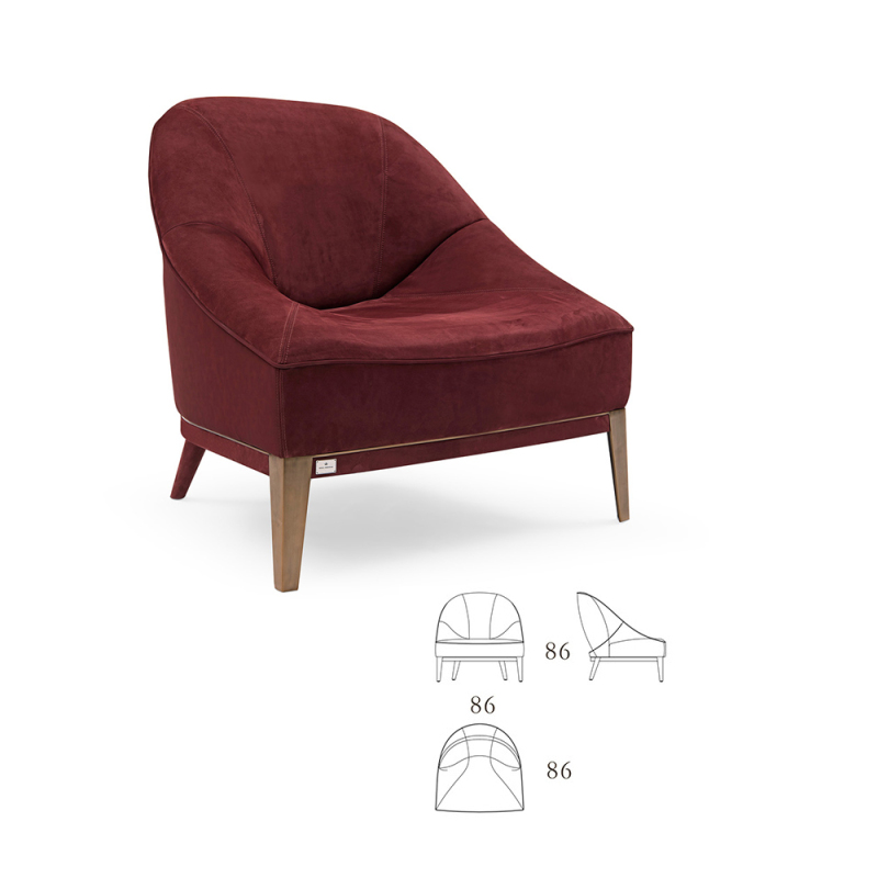 Velvet comfortable wooden lounge chair