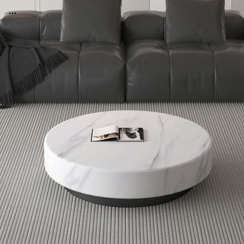 EKAR Modern Furniture - Contemporary Living Room Round Artificial Stone Coffee Table