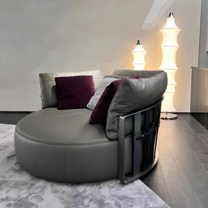 Rotating Light Luxury Leisure Sofa with Stainless Steel Frame by Ekar Furniture