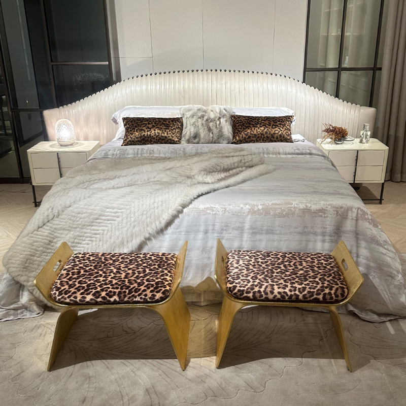 EKAR FURNITURE Modern Bedroom Furniture Design - Distressed Gold Foil Dressing Stool