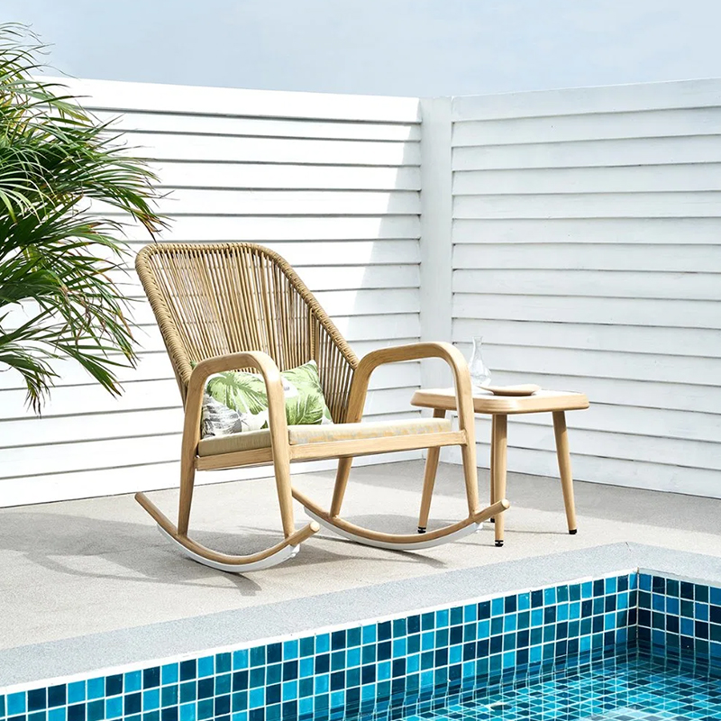 Outdoor Leisure Rocking Chair with Full Waterproof Fabric and High-Density Foam