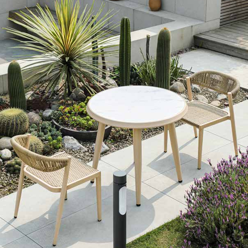 TPU rope and PE rattan woven high seat outdoor dining chair