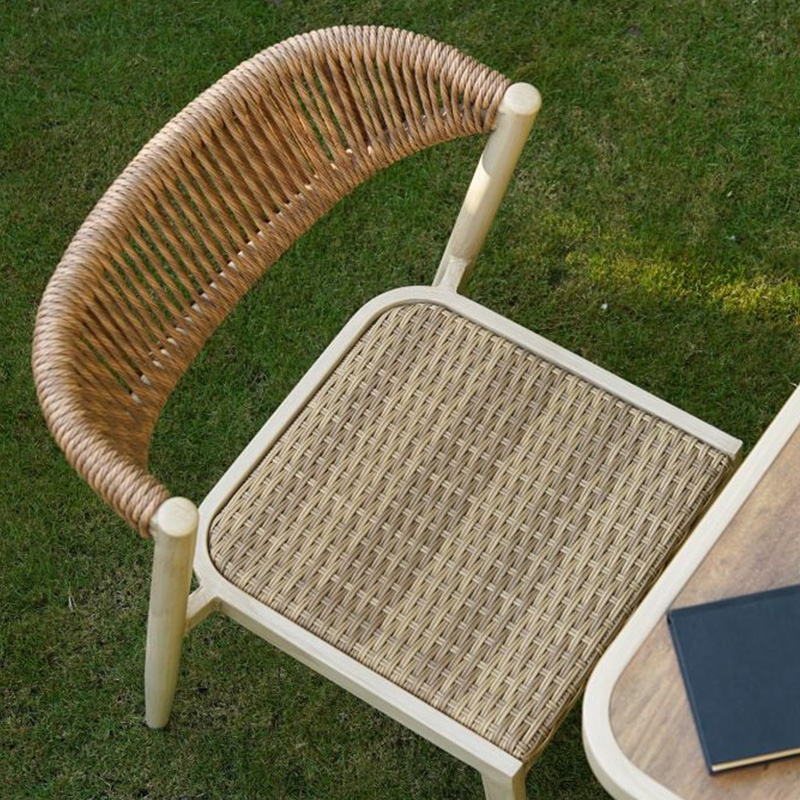 TPU rope and PE rattan woven high seat outdoor dining chair