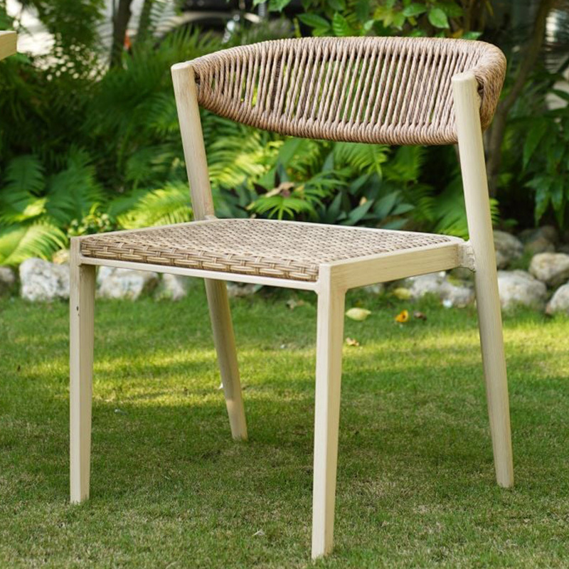 TPU rope and PE rattan woven high seat outdoor dining chair