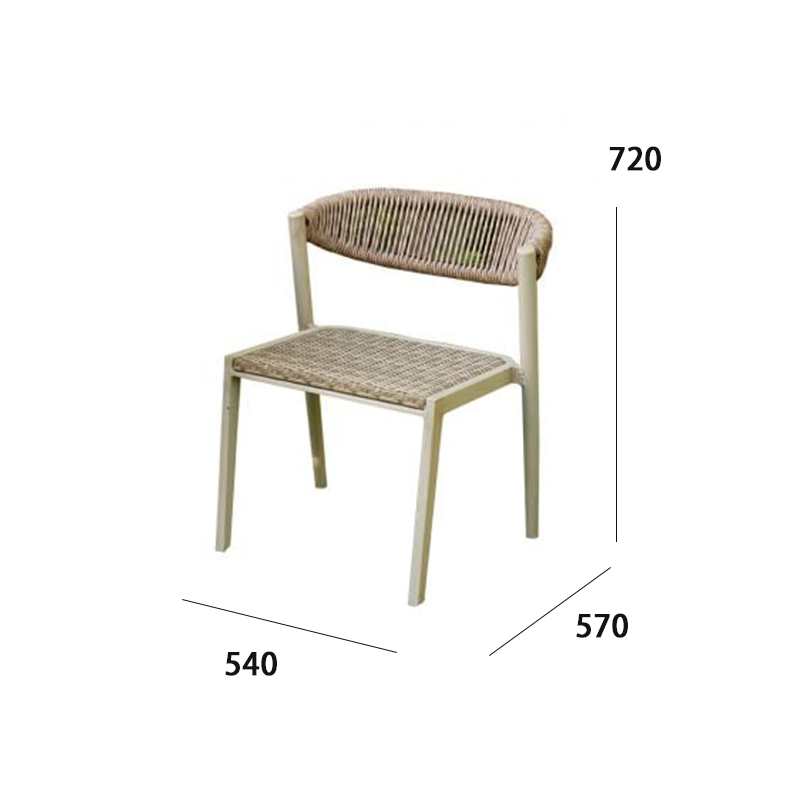 TPU rope and PE rattan woven high seat outdoor dining chair