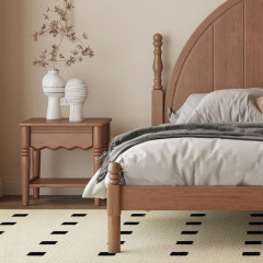 Cherry wood soft and comfortable bedroom bed