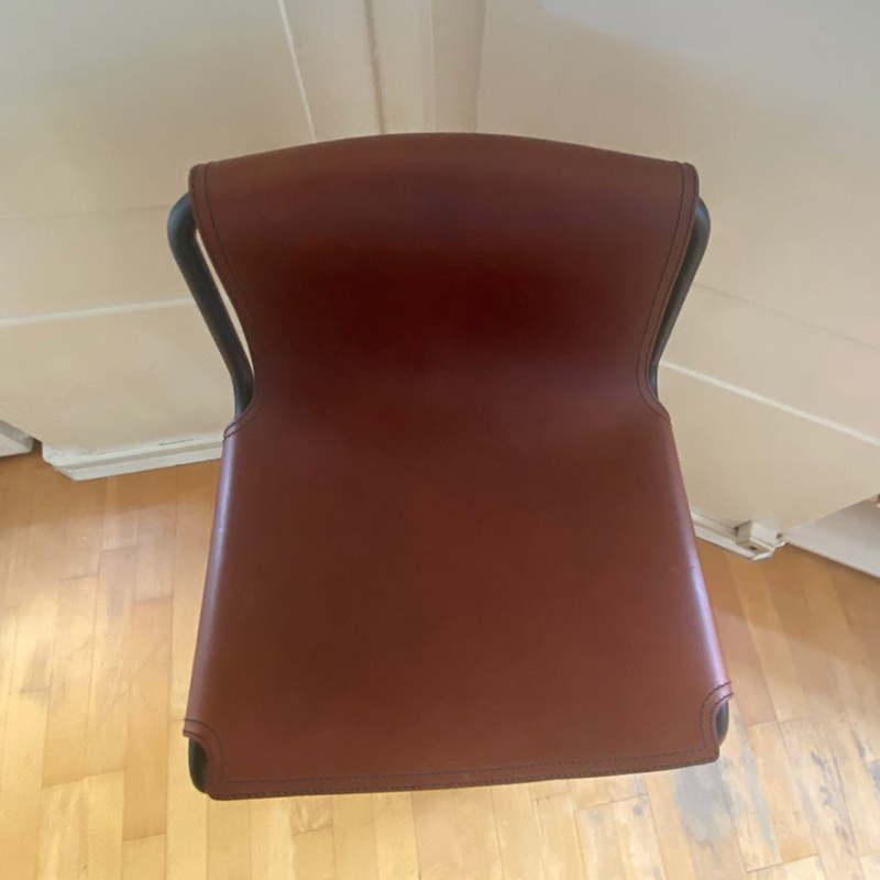 Modern Genuine Saddle Leather Bar Bar Stool