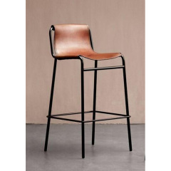 Modern Genuine Saddle Leather Bar Bar Stool