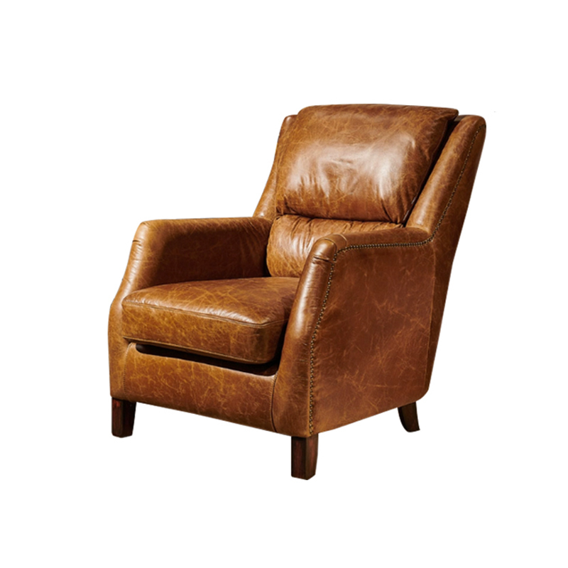 Burgundy Wood-Legged Leisure Chair