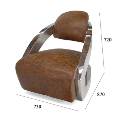 Stainless Steel Armrest Leather Lounge Chair