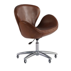 Leather office chair with aluminum frame and base on wheels